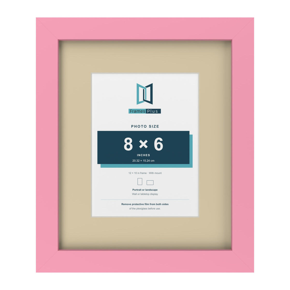 Baby Pink 12 x 10 inch picture frame with an ivory mount for an 8 x 6 inch photo