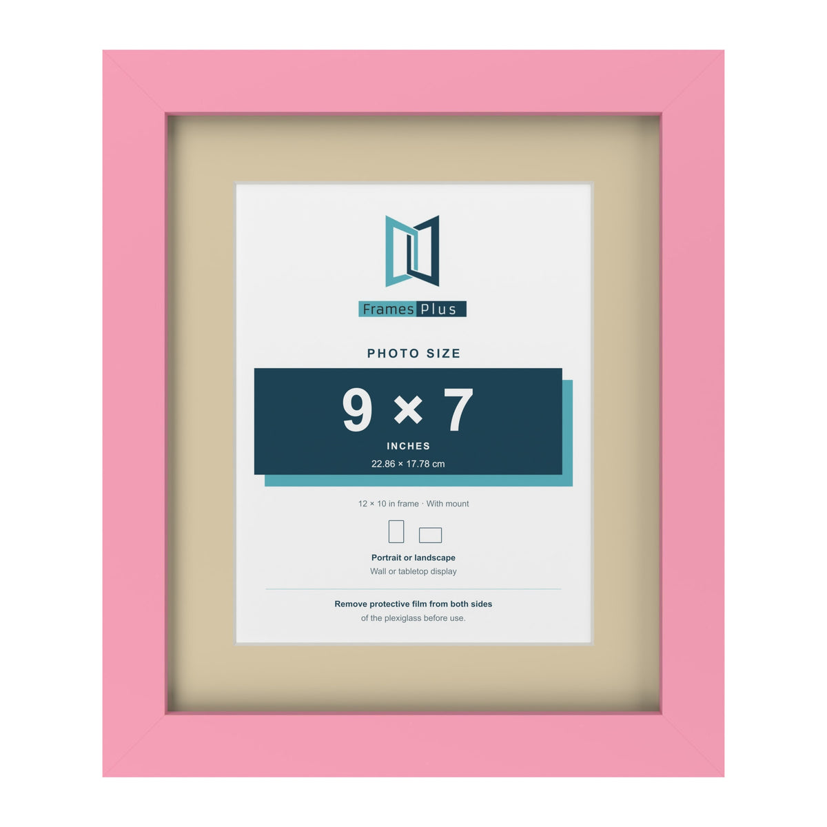 Baby Pink 12 x 10 inch picture frame with an ivory mount for a 9 x 7 inch photo