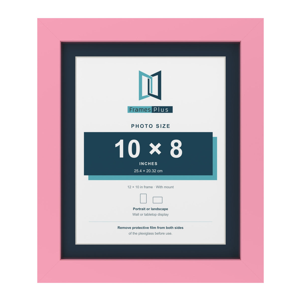 Baby Pink 12 x 10 inch picture frame with a Pacific Blue mount for a 10 x 8 inch photo