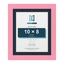 Baby Pink 12 x 10 inch picture frame with a Pacific Blue mount for a 10 x 8 inch photo
