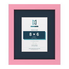 Baby Pink 12 x 10 inch picture frame with a Pacific Blue mount for an 8 x 6 inch photo