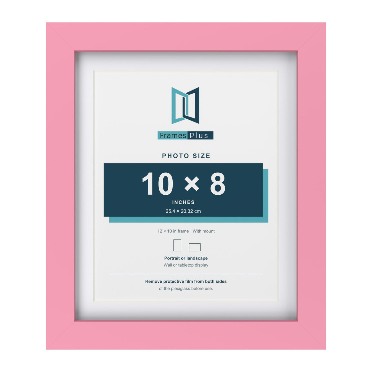 Baby Pink 12 x 10 inch picture frame with a white mount for a 10 x 8 inch photo