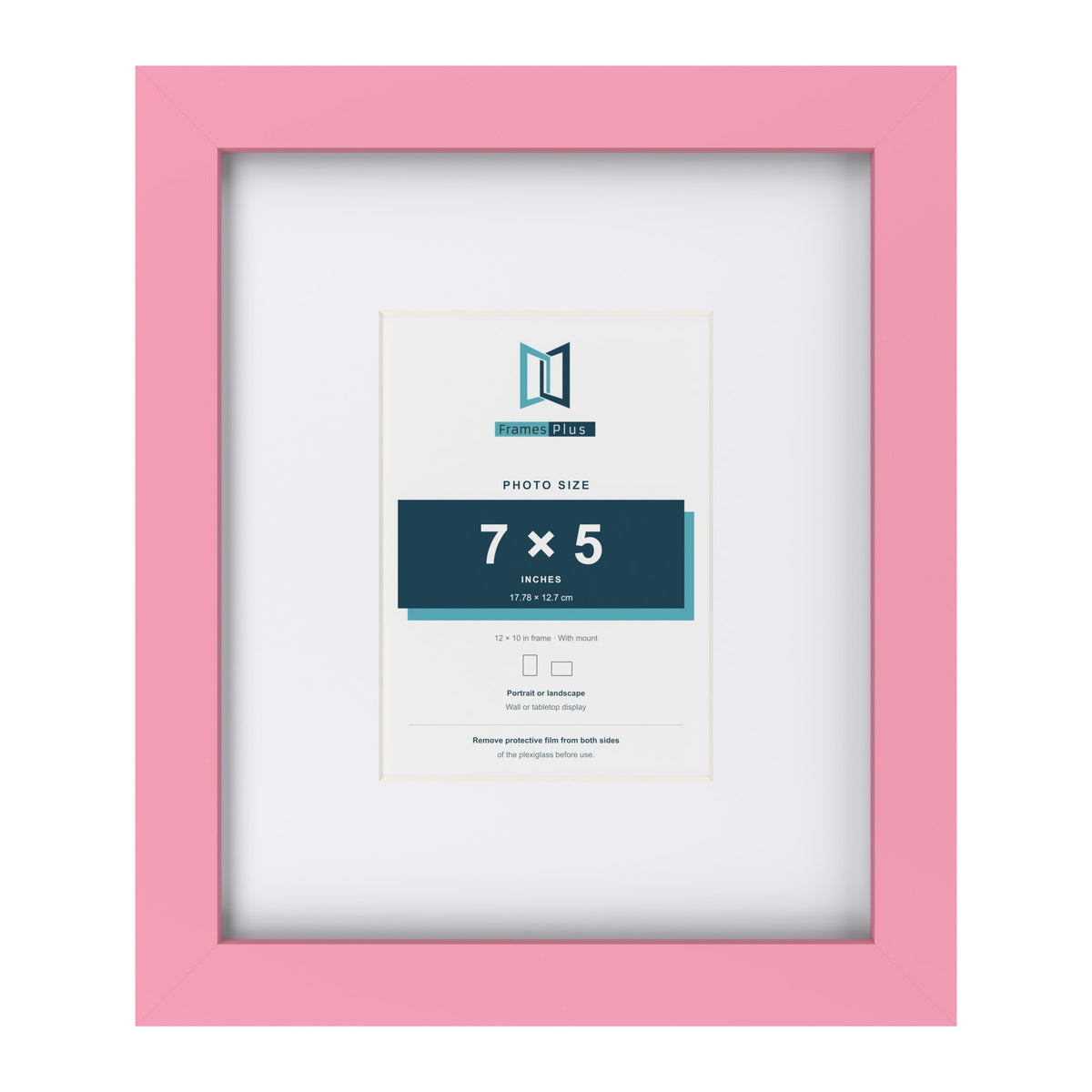 Baby Pink 12 x 10 inch picture frame with a white mount for a 7 x 5 inch photo