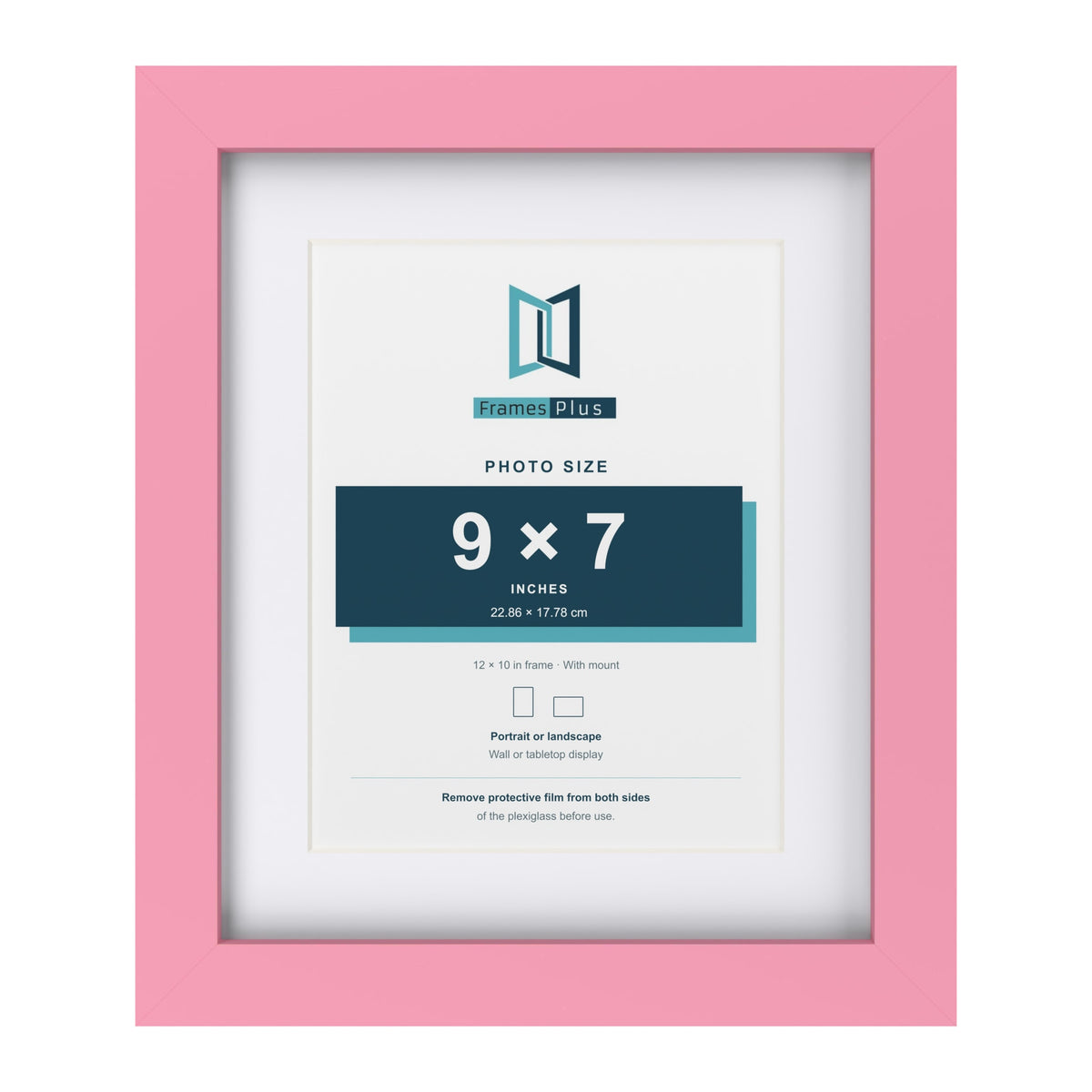 Baby Pink 12 x 10 inch picture frame with a white mount for a 9 x 7 inch photo