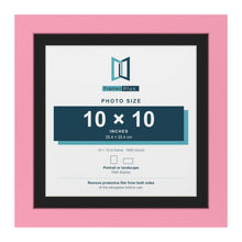 Baby Pink 12 x 12 inch picture frame with a black mount for a 10 x 10 inch photo