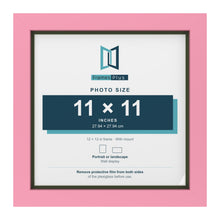 Baby Pink 12 x 12 inch picture frame with a green mount for an 11 x 11 inch photo