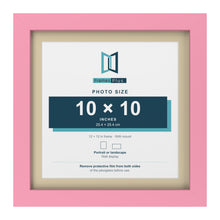 Baby Pink 12 x 12 inch picture frame with an ivory mount for a 10 x 10 inch photo