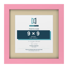 Baby Pink 12 x 12 inch picture frame with an ivory mount for a 9 x 9 inch photo