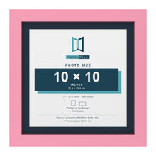 Baby Pink 12 x 12 inch picture frame with a Pacific Blue mount for a 10 x 10 inch photo