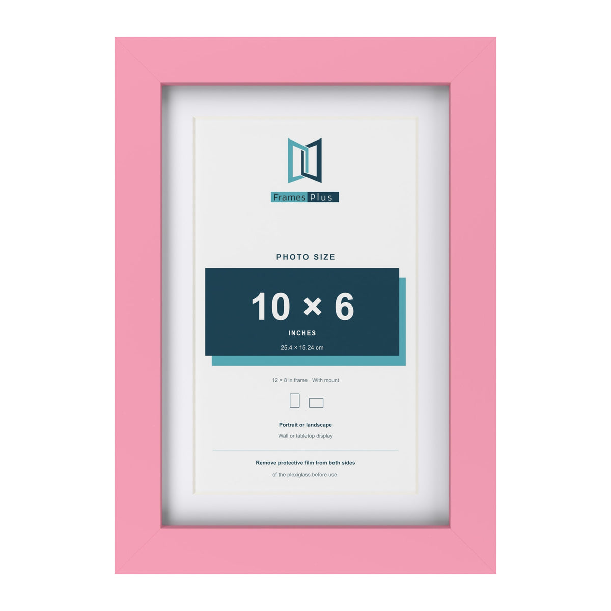 Baby Pink 12 x 8 inch picture frame with a white mount for a 10 x 6 inch photo