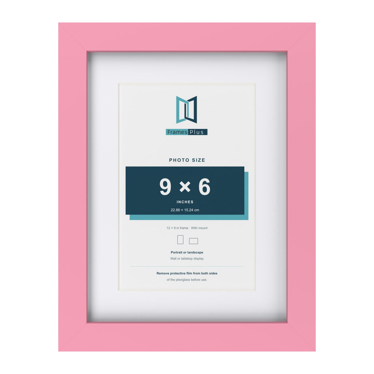 Baby Pink 12 x 9 inch picture frame with a white mount for a 9 x 6 inch photo