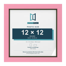 Baby Pink 13 x 13 inch picture frame with a green mount for a 12 x 12 inch photo