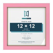 Baby Pink 13 x 13 inch picture frame with an ivory mount for a 12 x 12 inch photo