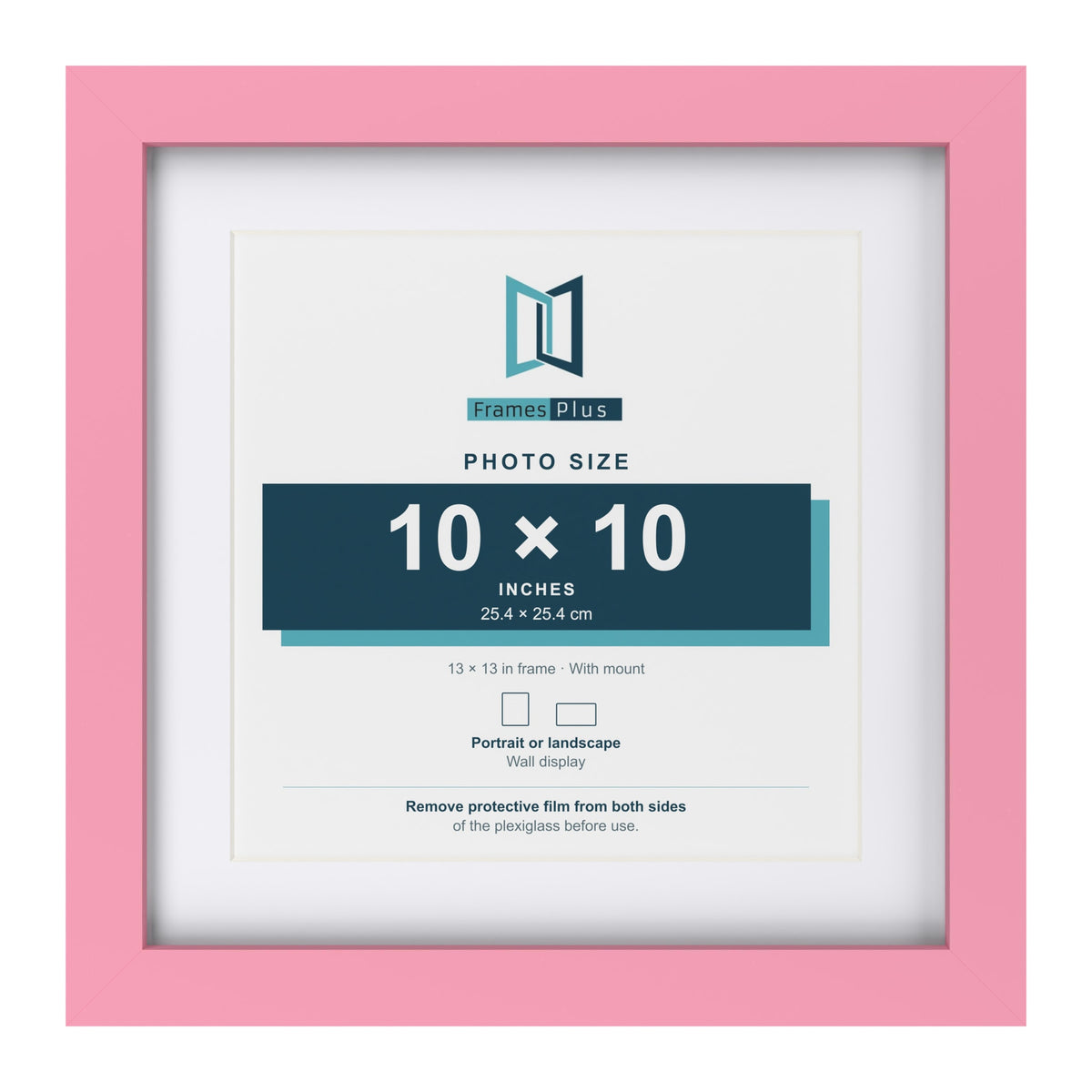 Baby Pink 13 x 13 inch picture frame with a white mount for a 10 x 10 inch photo