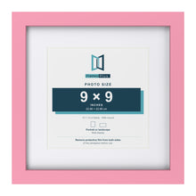 Baby Pink 13 x 13 inch picture frame with a white mount for a 9 x 9 inch photo