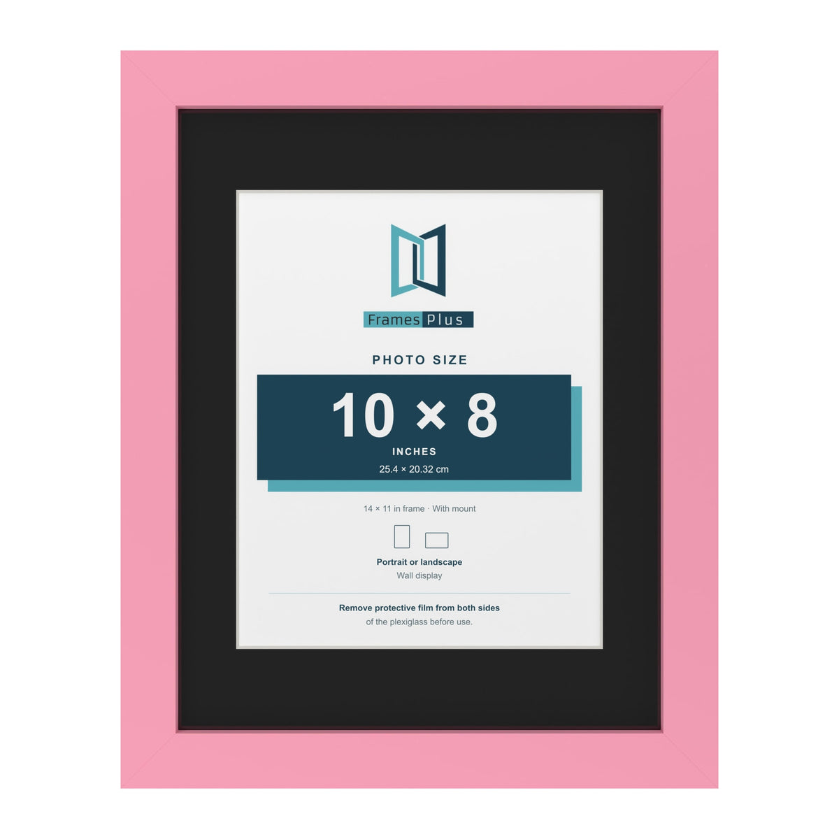 Baby Pink 14 x 11 inch picture frame with a black mount for a 10 x 8 inch photo