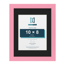 Baby Pink 14 x 11 inch picture frame with a black mount for a 10 x 8 inch photo