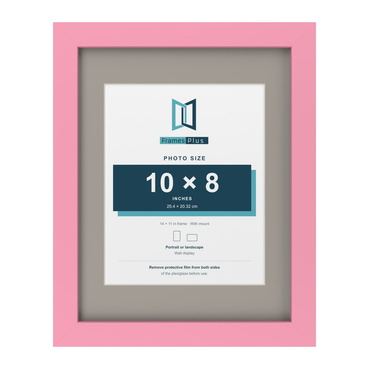 Baby Pink 14 x 11 inch picture frame with a Dawn Grey mount for a 10 x 8 inch photo