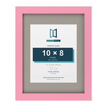 Baby Pink 14 x 11 inch picture frame with a Dawn Grey mount for a 10 x 8 inch photo