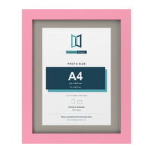 Baby Pink 14 x 11 inch picture frame with a Dawn Grey mount for an A4 photo