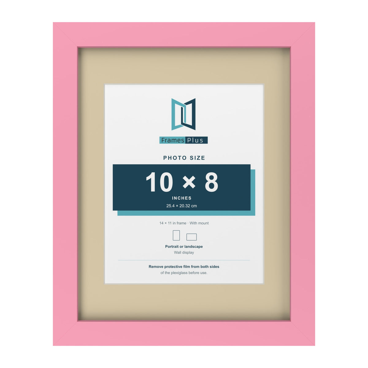 Baby Pink 14 x 11 inch picture frame with an ivory mount for a 10 x 8 inch photo