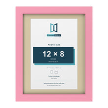 Baby Pink 14 x 11 inch picture frame with an ivory mount for a 12 x 8 inch photo