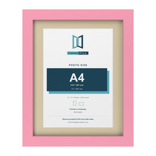 Baby Pink 14 x 11 inch picture frame with an ivory mount for an A4 photo