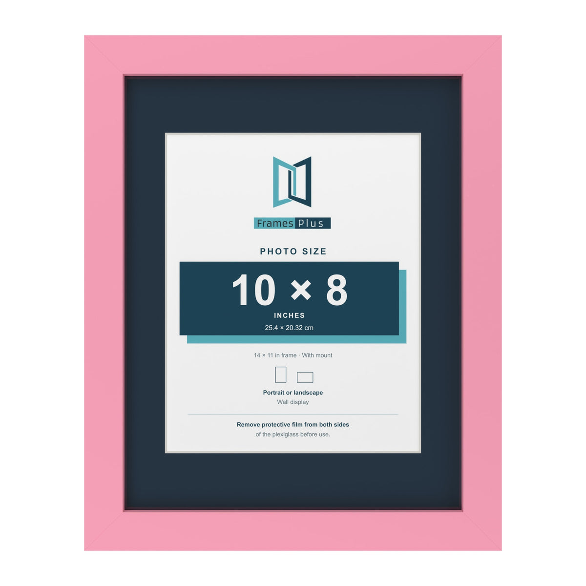 Baby Pink 14 x 11 inch picture frame with a Pacific Blue mount for a 10 x 8 inch photo
