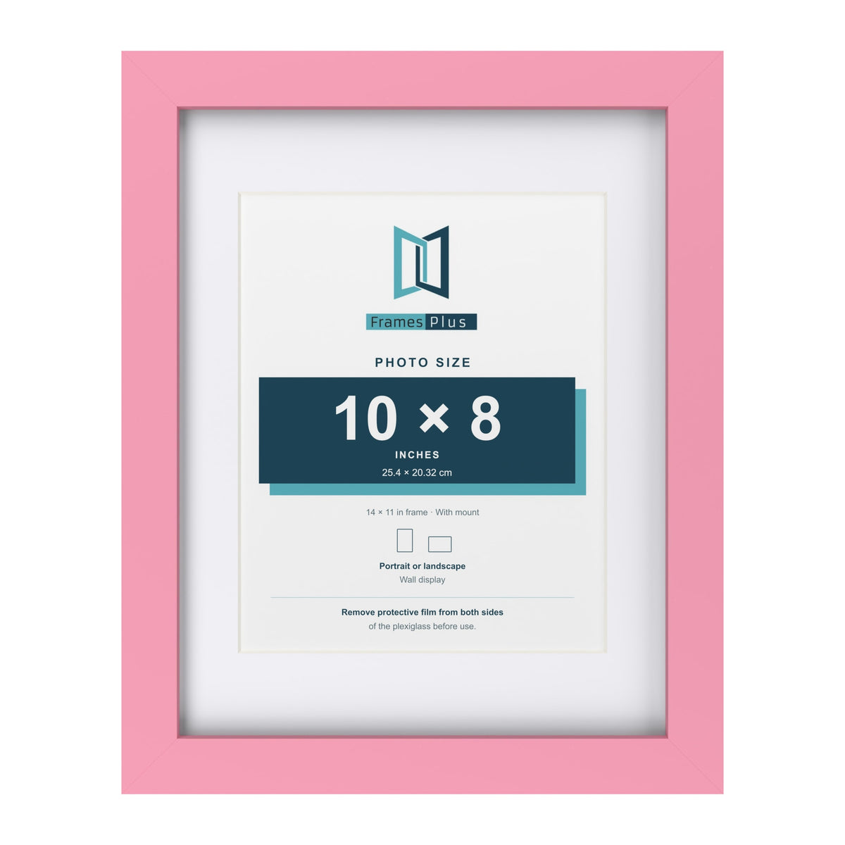 Baby Pink 14 x 11 inch picture frame with a white mount for a 10 x 8 inch photo