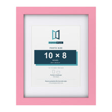 Baby Pink 14 x 11 inch picture frame with a white mount for a 10 x 8 inch photo