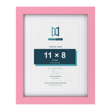 Baby Pink 14 x 11 inch picture frame with a white mount for an 11 x 8 inch photo