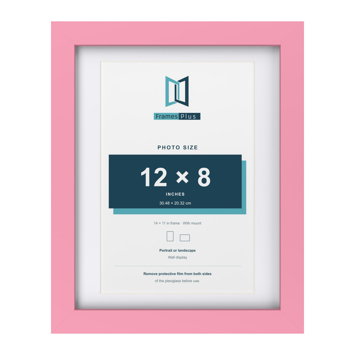 Baby Pink 14 x 11 inch picture frame with a white mount for a 12 x 8 inch photo