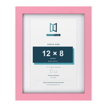 Baby Pink 14 x 11 inch picture frame with a white mount for a 12 x 8 inch photo