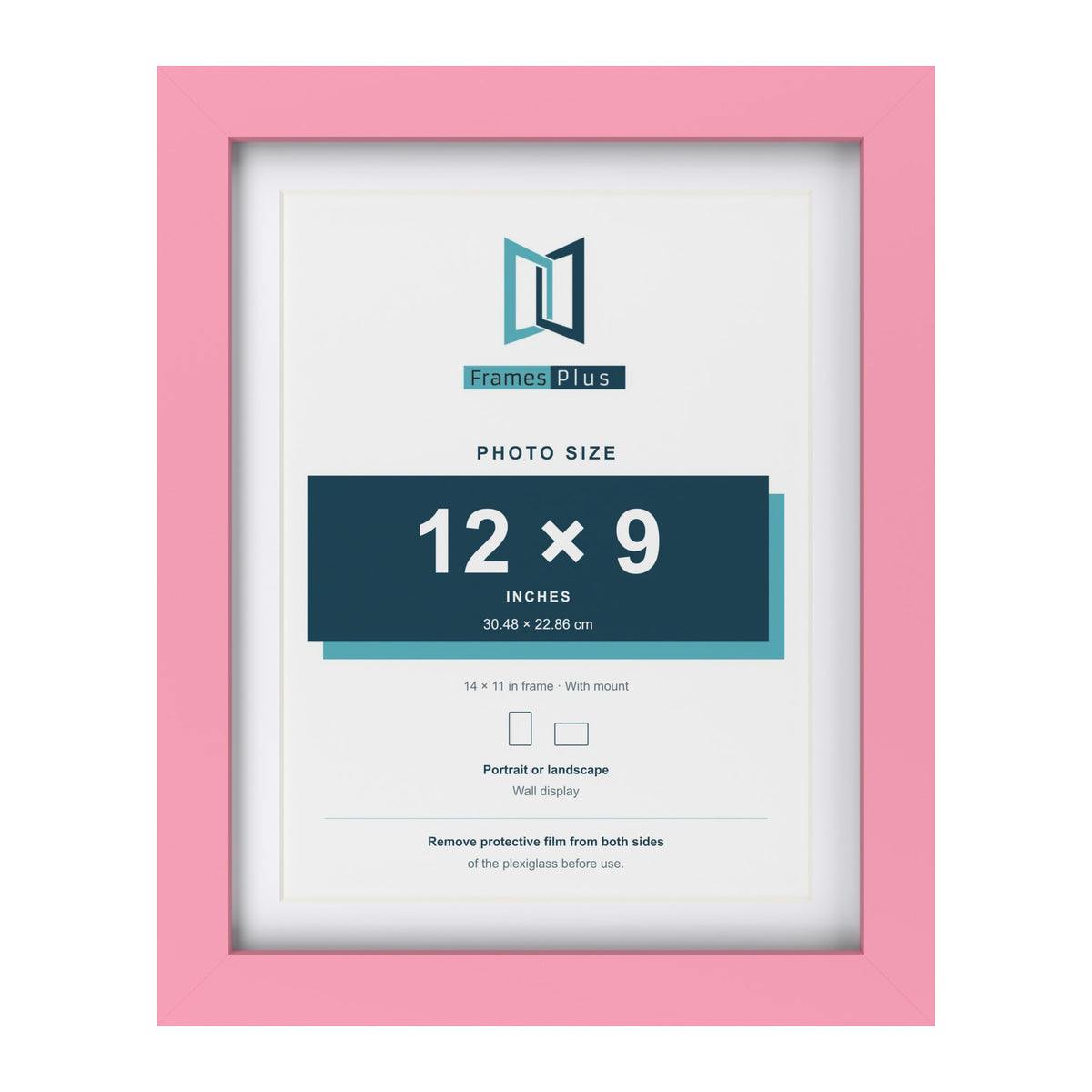 Baby Pink 14 x 11 inch picture frame with a white mount for a 12 x 9 inch photo