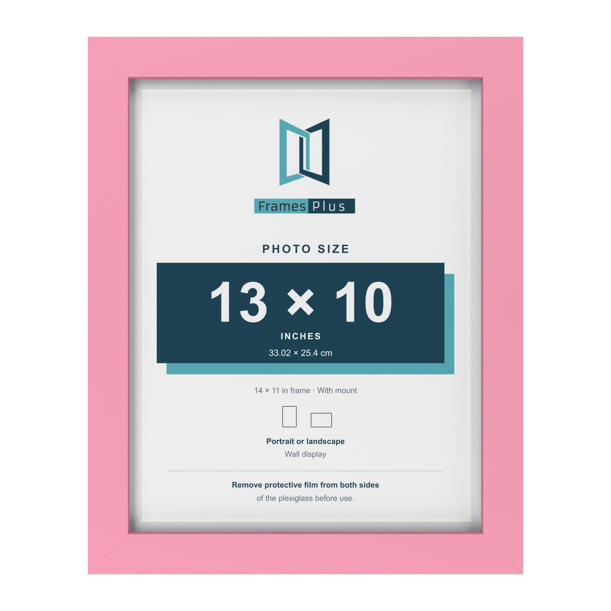 Baby Pink 14 x 11 inch picture frame with a white mount for a 13 x 10 inch photo