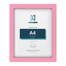 Baby Pink 14 x 11 inch picture frame with a white mount for an A4 photo