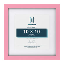 Baby Pink 14 x 14 inch picture frame with a white mount for a 10 x 10 inch photo
