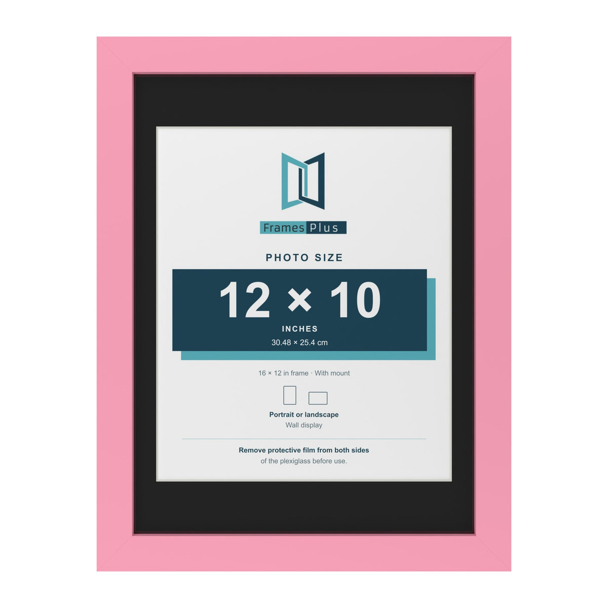 Baby Pink 16 x 12 inch picture frame with a black mount for a 12 x 10 inch photo