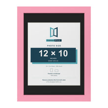 Baby Pink 16 x 12 inch picture frame with a black mount for a 12 x 10 inch photo