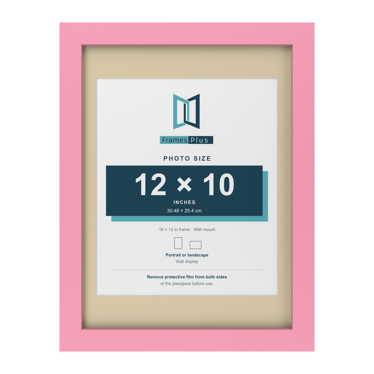 Baby Pink 16 x 12 inch picture frame with an ivory mount for a 12 x 10 inch photo