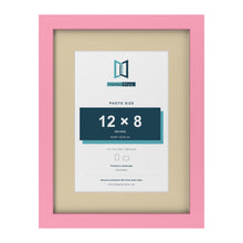 Baby Pink 16 x 12 inch picture frame with an ivory mount for a 12 x 8 inch photo