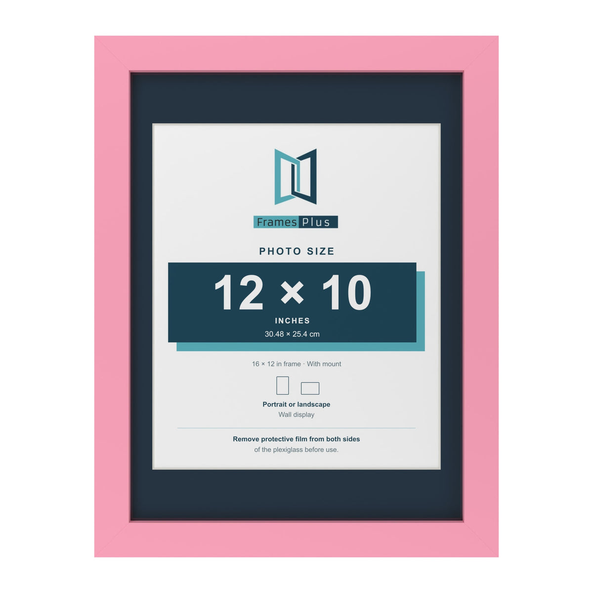 Baby Pink 16 x 12 inch picture frame with a Pacific Blue mount for a 12 x 10 inch photo