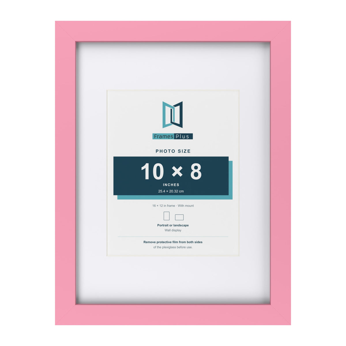 Baby Pink 16 x 12 inch picture frame with a white mount for a 10 x 8 inch photo