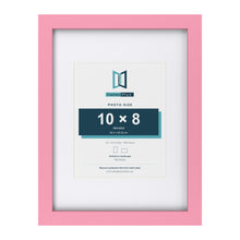 Baby Pink 16 x 12 inch picture frame with a white mount for a 10 x 8 inch photo