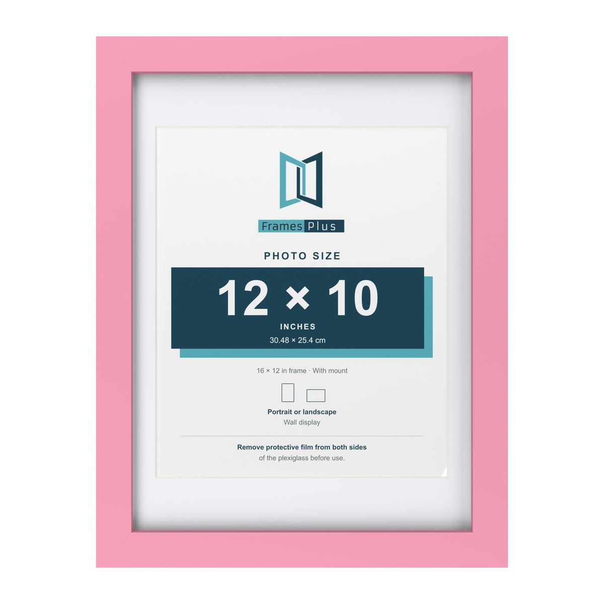 Baby Pink 16 x 12 inch picture frame with a white mount for a 12 x 10 inch photo
