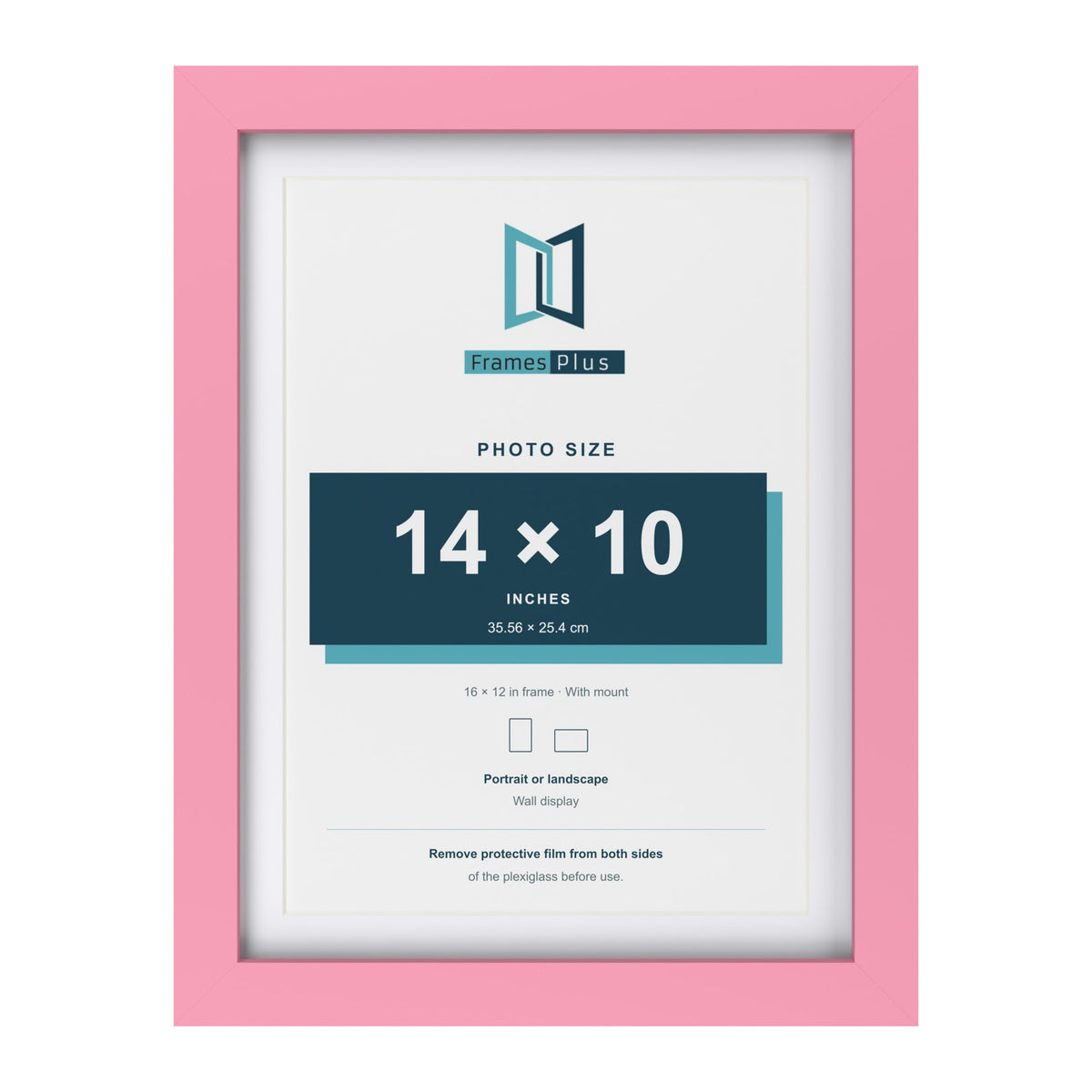 Baby Pink 16 x 12 inch picture frame with a white mount for a 14 x 10 inch photo