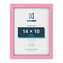 Baby Pink 16 x 12 inch picture frame with a white mount for a 14 x 10 inch photo