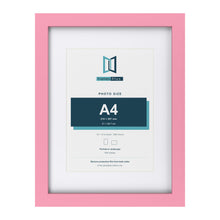 Baby Pink 16 x 12 inch picture frame with a white mount for an A4 photo