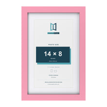 Baby Pink 17 x 11 inch picture frame with a white mount for a 14 x 8 inch photo