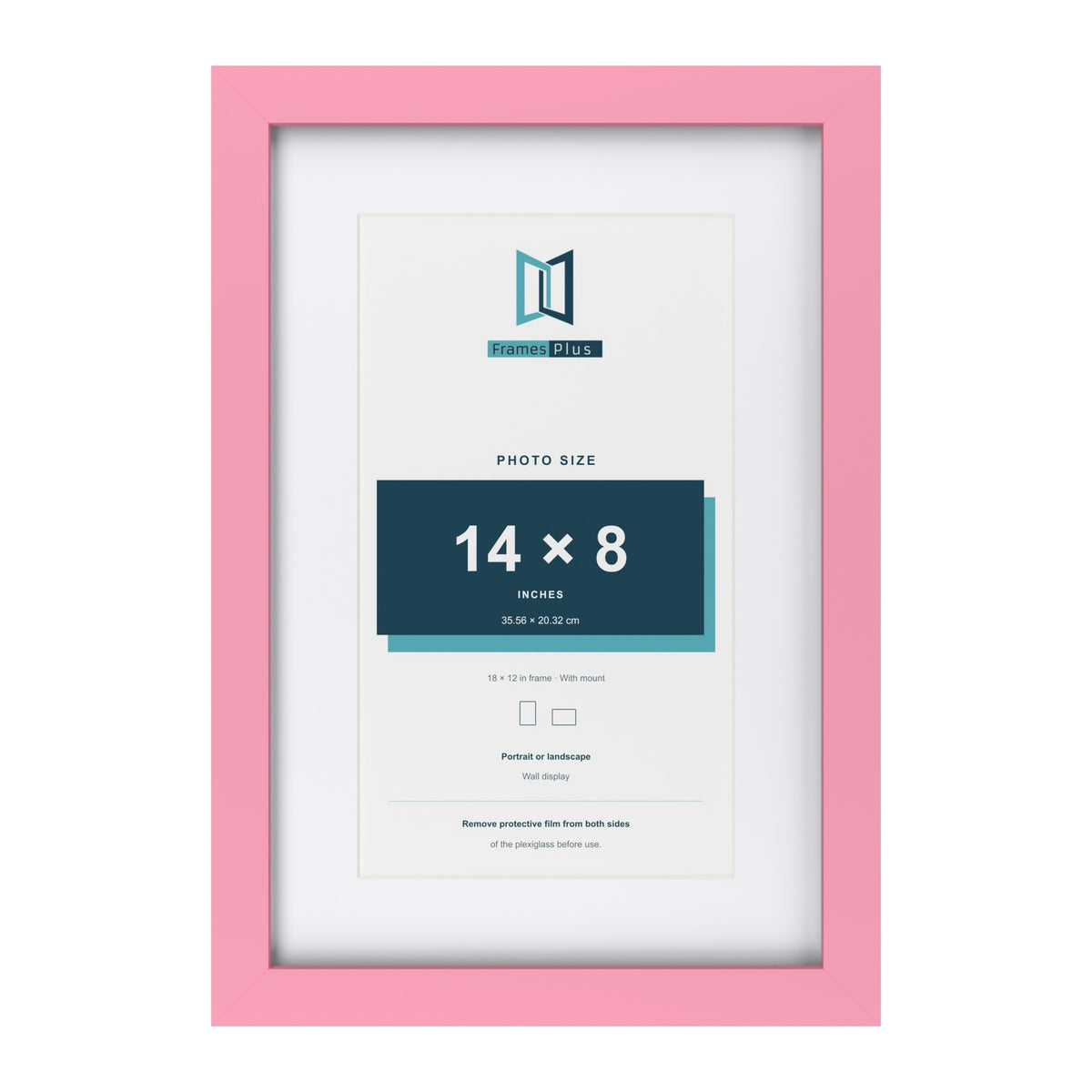 Baby Pink 18 x 12 inch picture frame with a white mount for a 14 x 8 inch photo